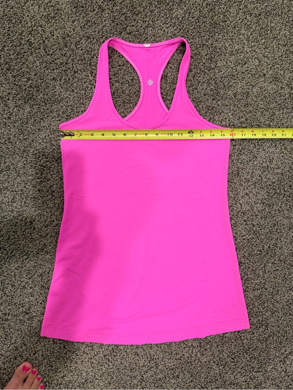 Lululemon Sz. 8 Cool Racerback Tank, Older Design-Hits at Low Hip, Hot Pink - Picture 6 of 8